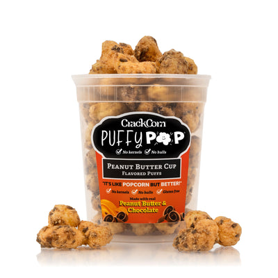 Peanut Butter Cup Puffy Pop puff corn — kernel-free, hull-free snack