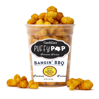 Bangin' BBQ Puffy Pop puff corn — kernel-free, hull-free snack