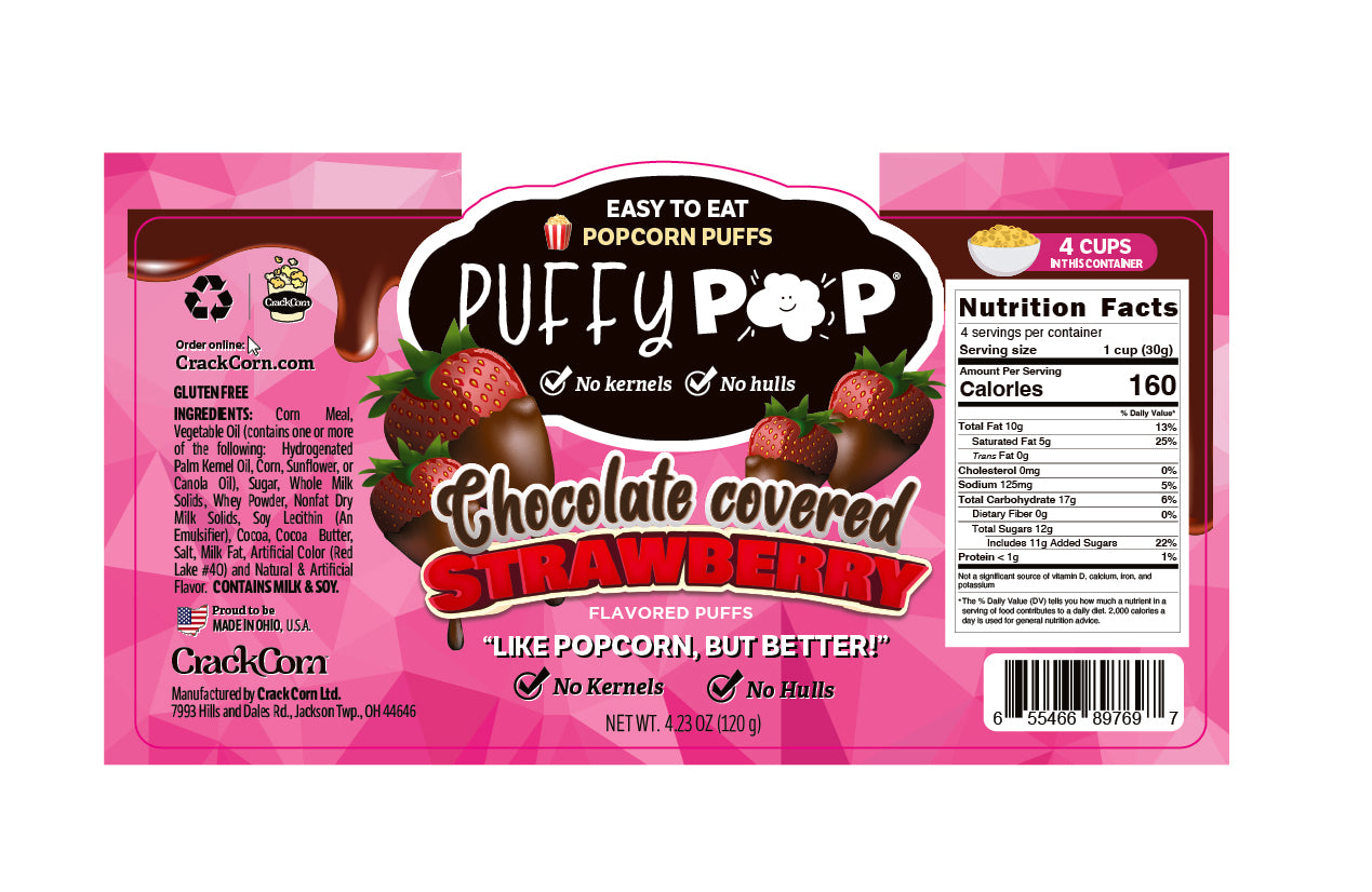Chocolate-covered Strawberry (GF) – Crack Corn | Puffy Pop