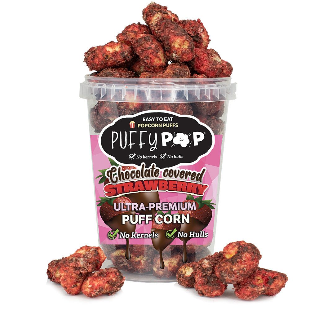 Chocolate Strawberry Puff Corn (GF) | Puffy Pop® – Crack Corn
