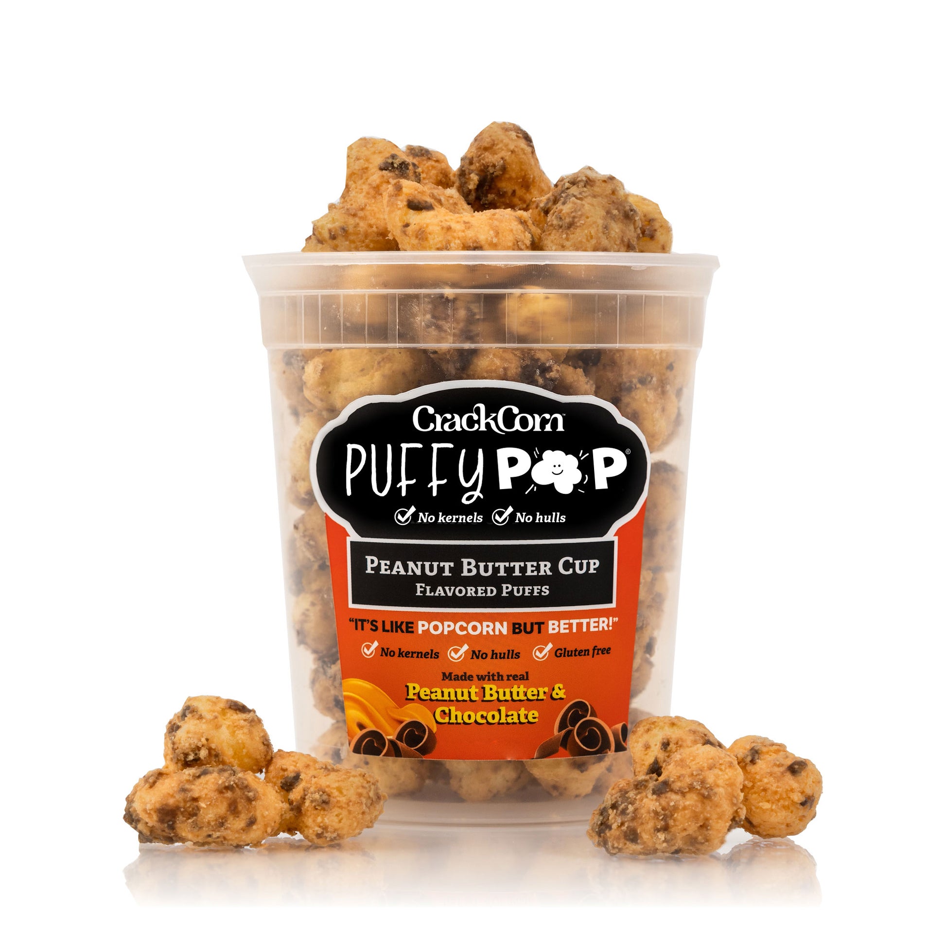 Peanut Butter Cup Puffy Pop puff corn — kernel-free, hull-free snack